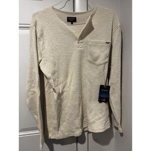 Seager Men's Sawpit Henley LS Thermal Vintage White Shirt Sz L NWT